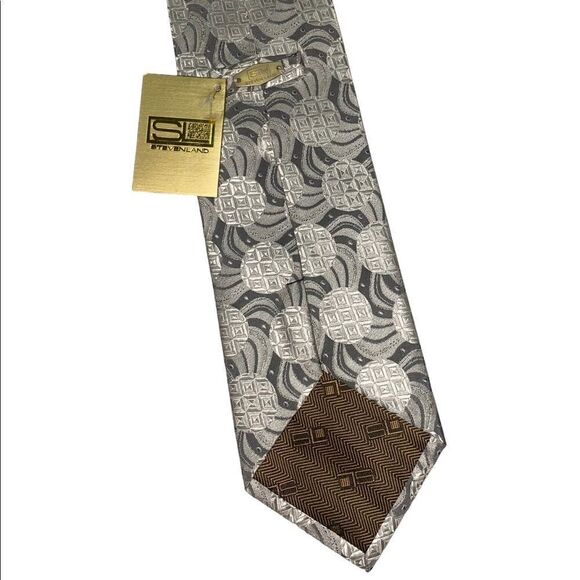 STEVENLAND Mens Geometric Silk Tie - Picture 2 of 5